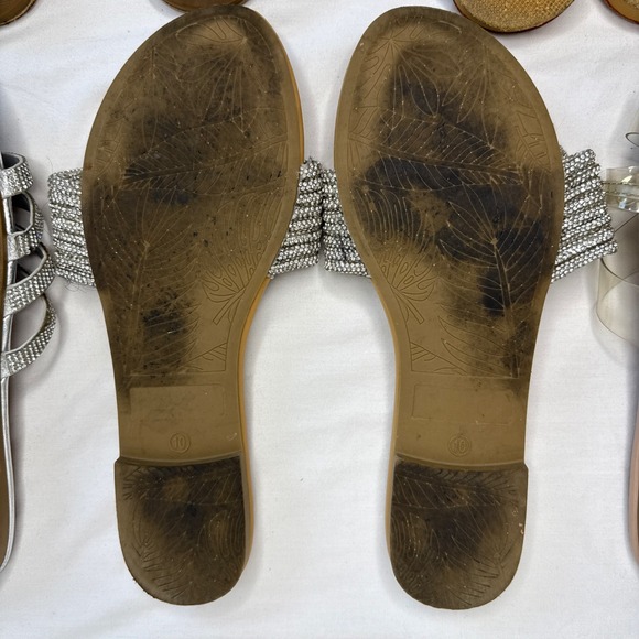 Lot 6 Women's Size 10 Sandals Slides Fashion Nova Old Navy Bling Shoes - Picture 8 of 11